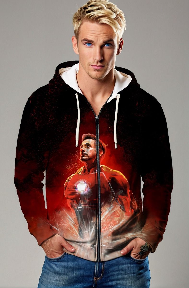 Iron Pulse Zip-Up Hoodie – Crimson & Charcoal Hero Edition
