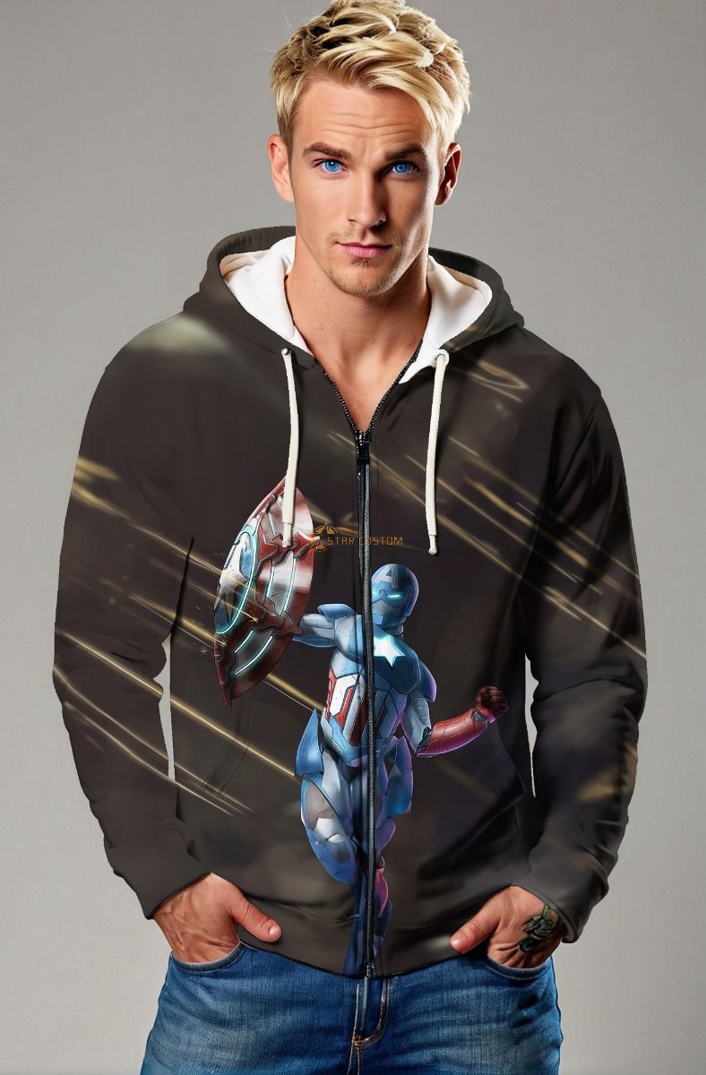 Captain Mech Blitz – Black Zip-Up Hoodie