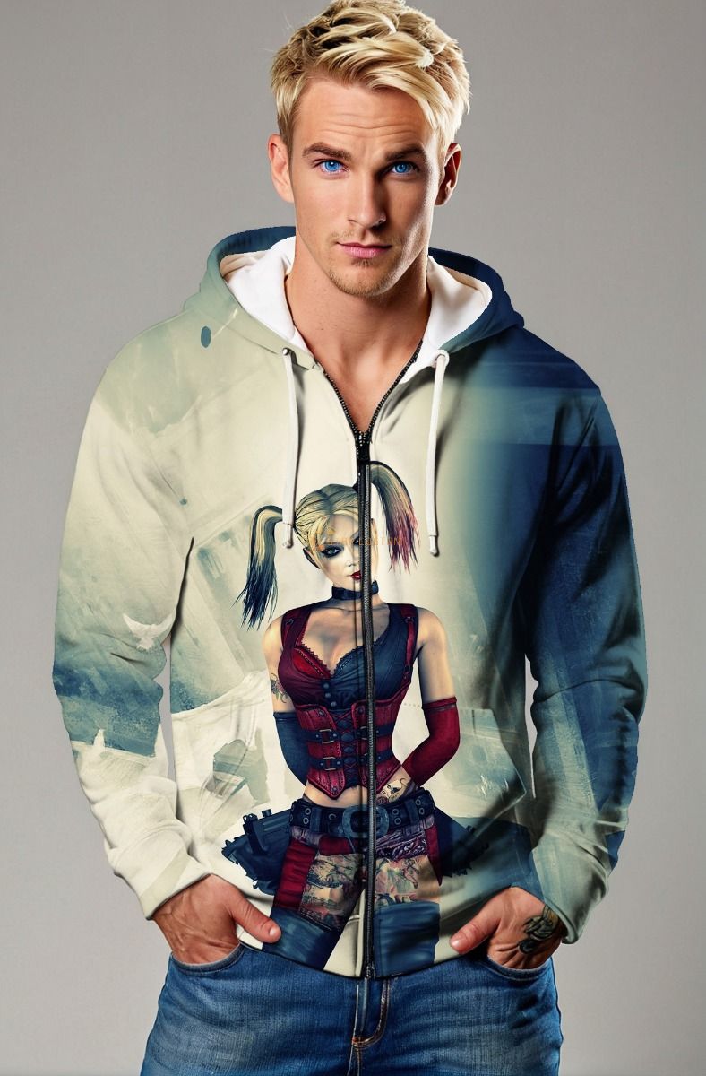 Gotham Femme – Navy-Cream Zip-Up Hoodie