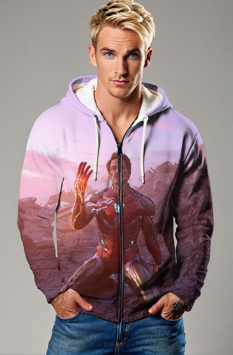 Stark Legacy – Dust Red & Mauve Zip-Up Hoodie