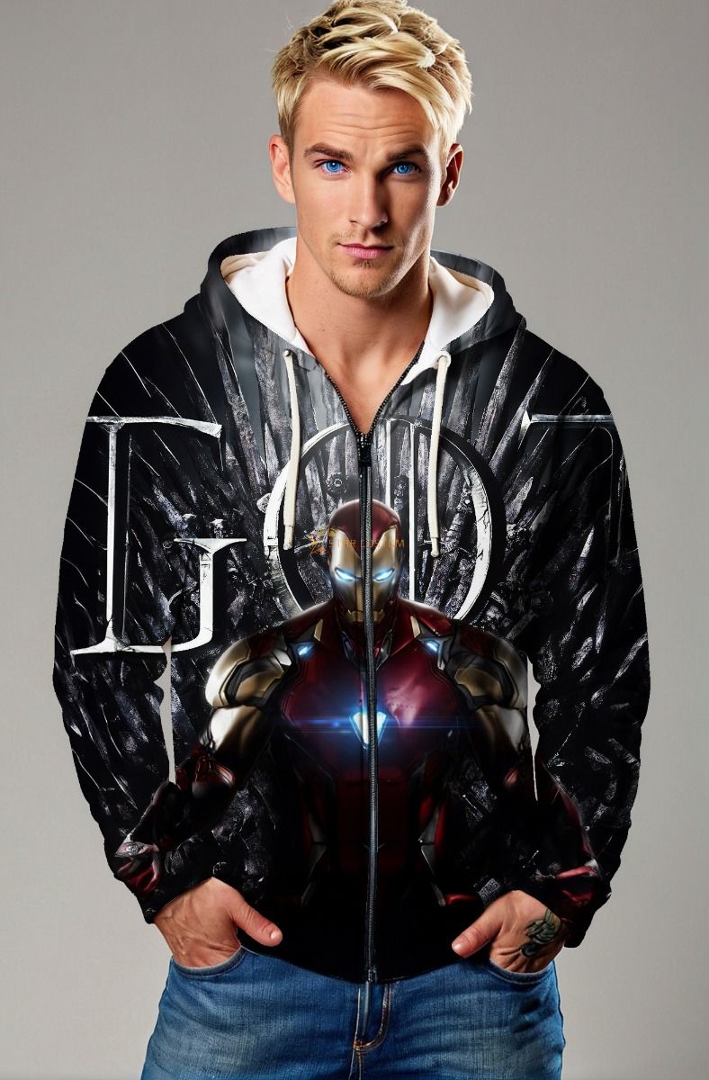 Iron Man and Game of Thrones Crossover Black and Red Zip Up Hoodie