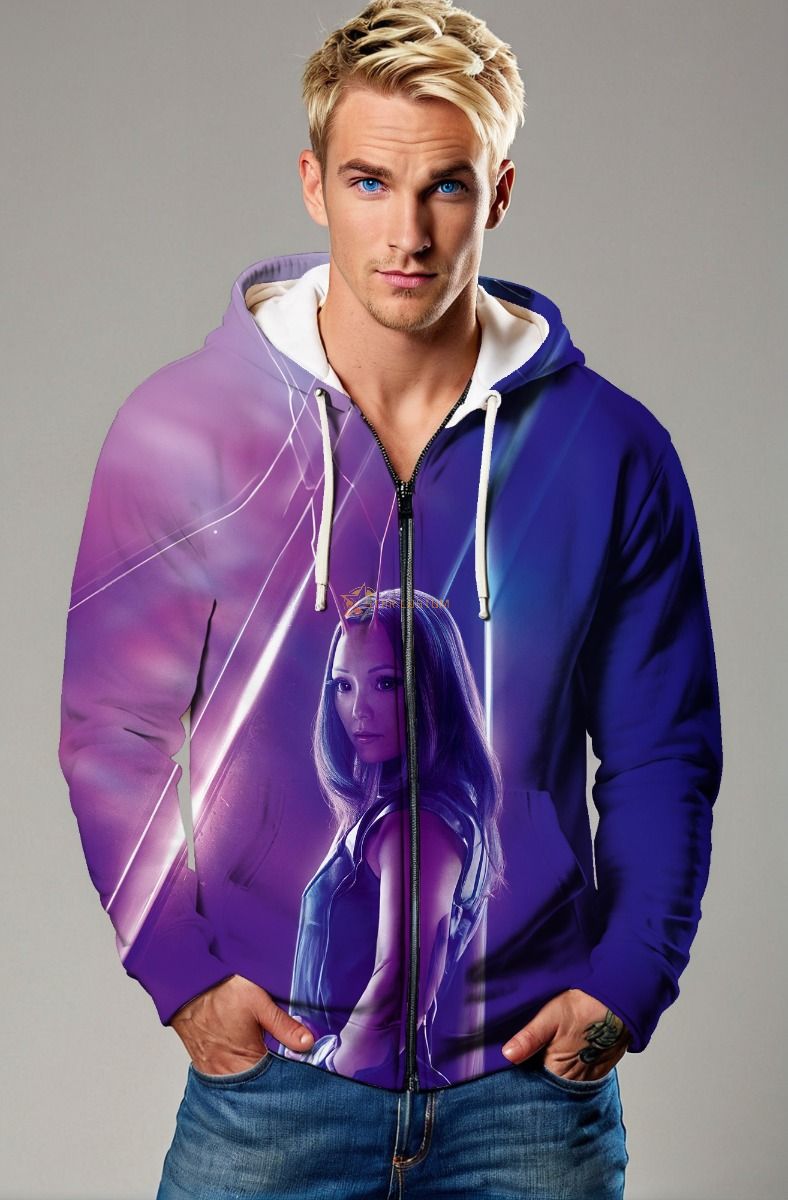 Guardians of the Galaxy Inspired Women’s Purple and Blue Gamora Zip Up Hoodie