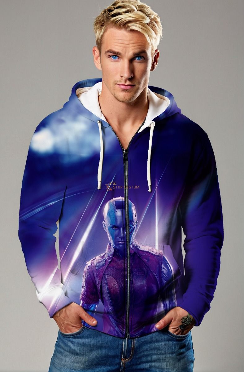 Guardians of the Galaxy Inspired Nebula Blue and Purple Zip Up Hoodie