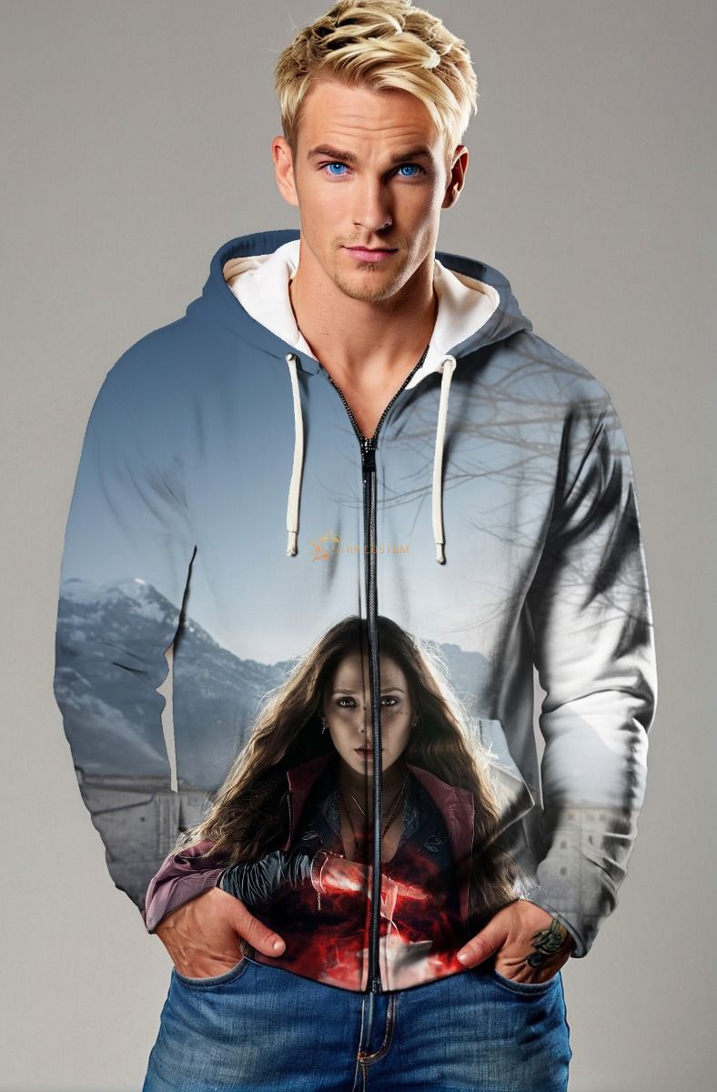 Scarlet Witch Winter Vision Zip-Up Hoodie – Marvel Cinematic Style