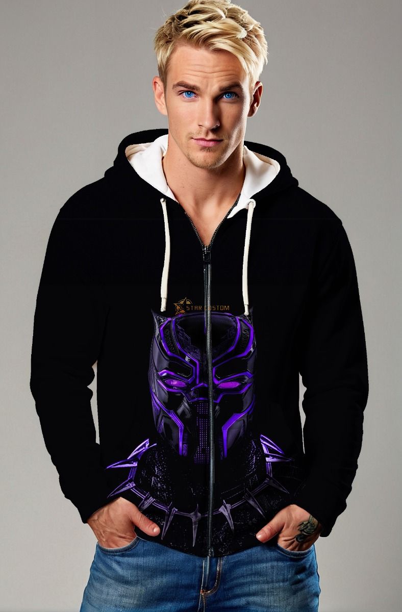 Vibranium Power Zip-Up Hoodie – Royal Purple Design