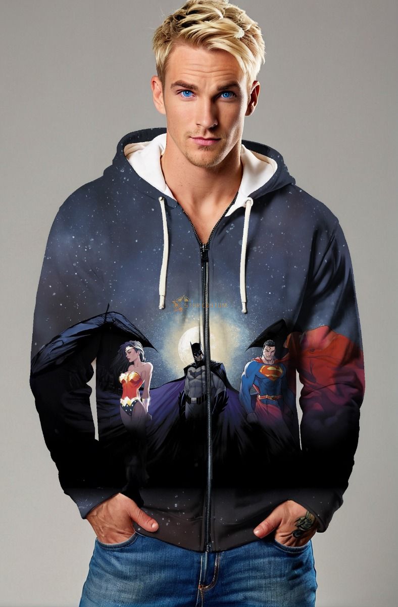 Moonlit Heroes Zip-Up Hoodie – Justice League Trinity