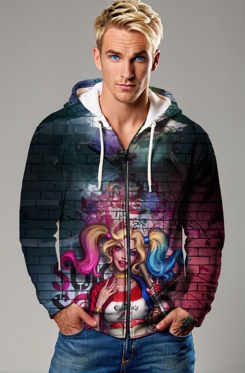 Harley Quinn Graffiti Street Zip-Up Hoodie – Punk Princess
