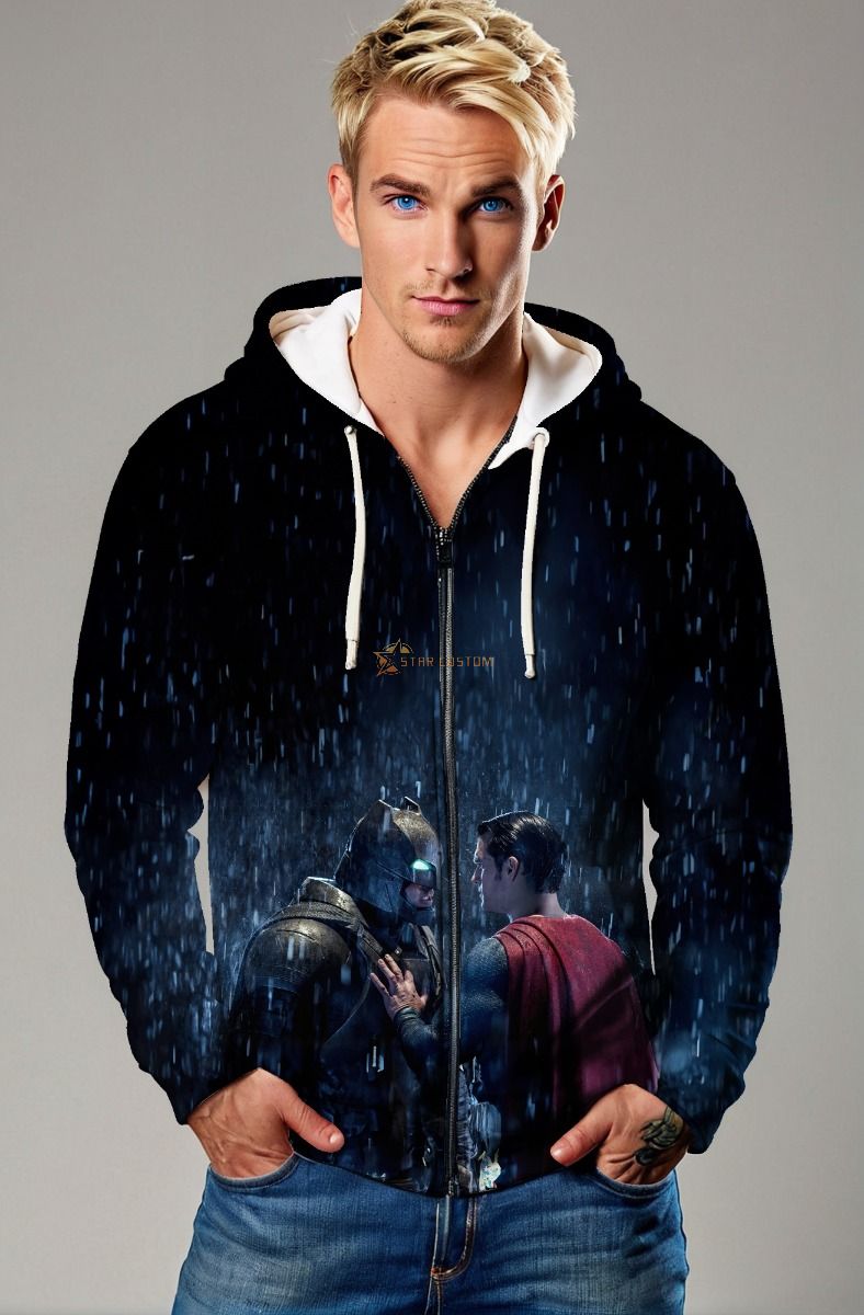 Batman vs Superman Rain Showdown Zip-Up Hoodie – Clash of Titans