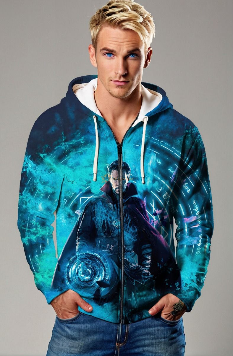 Doctor Strange Mystic Arts Zip-Up Hoodie – Arcane Blue Light