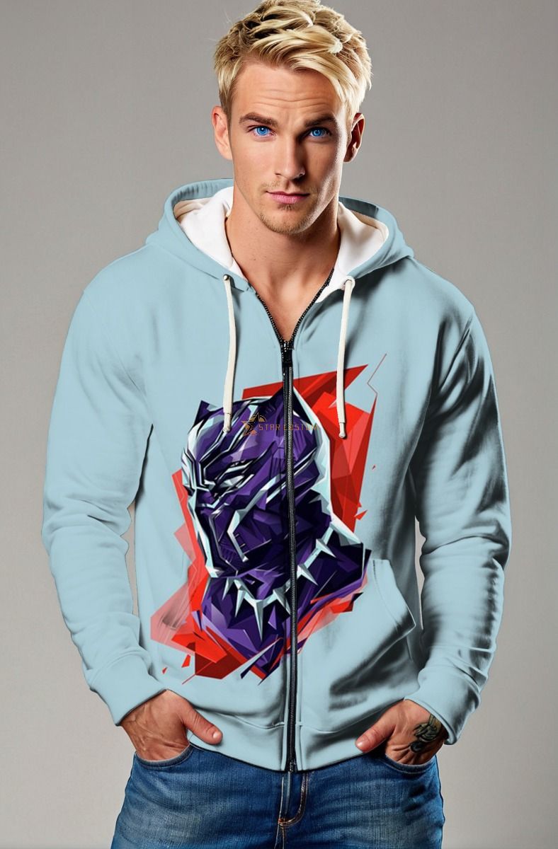 Black Panther Zip-Up – Geometric Hero Blue