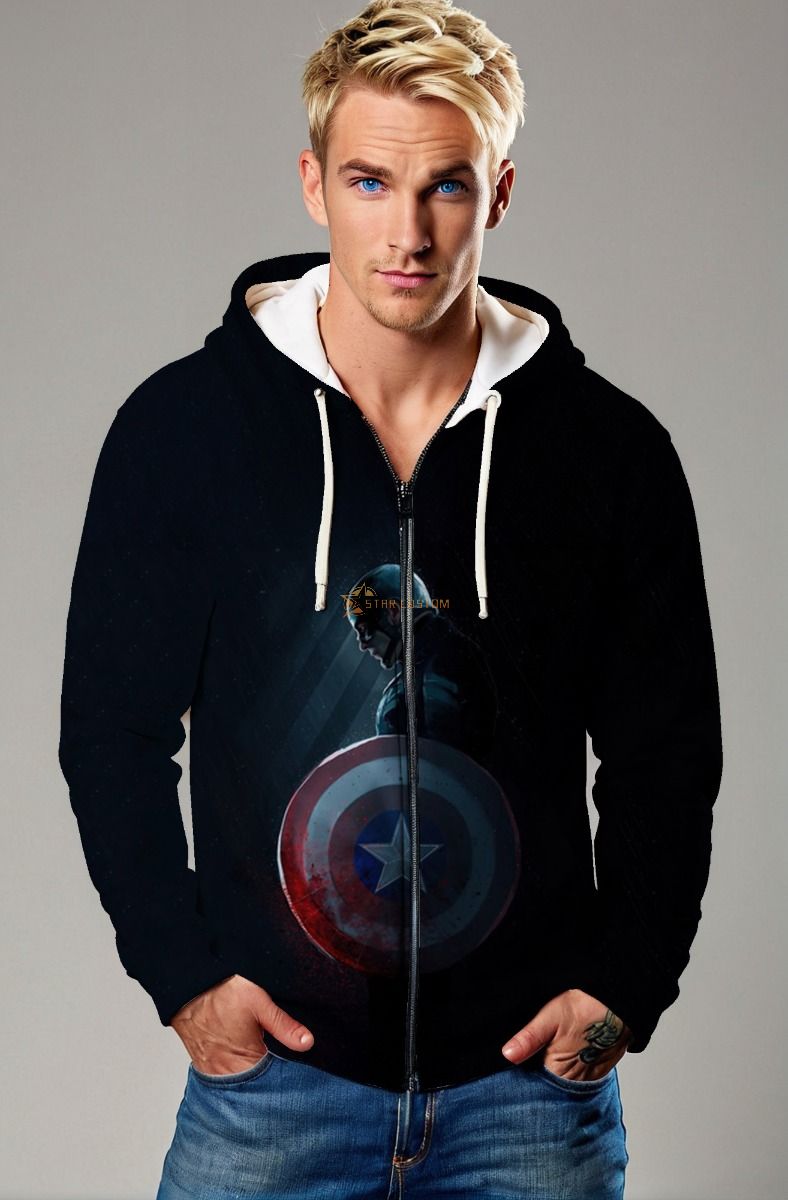 Captain America Dark Hero Silhouette Full-Zip Hoodie