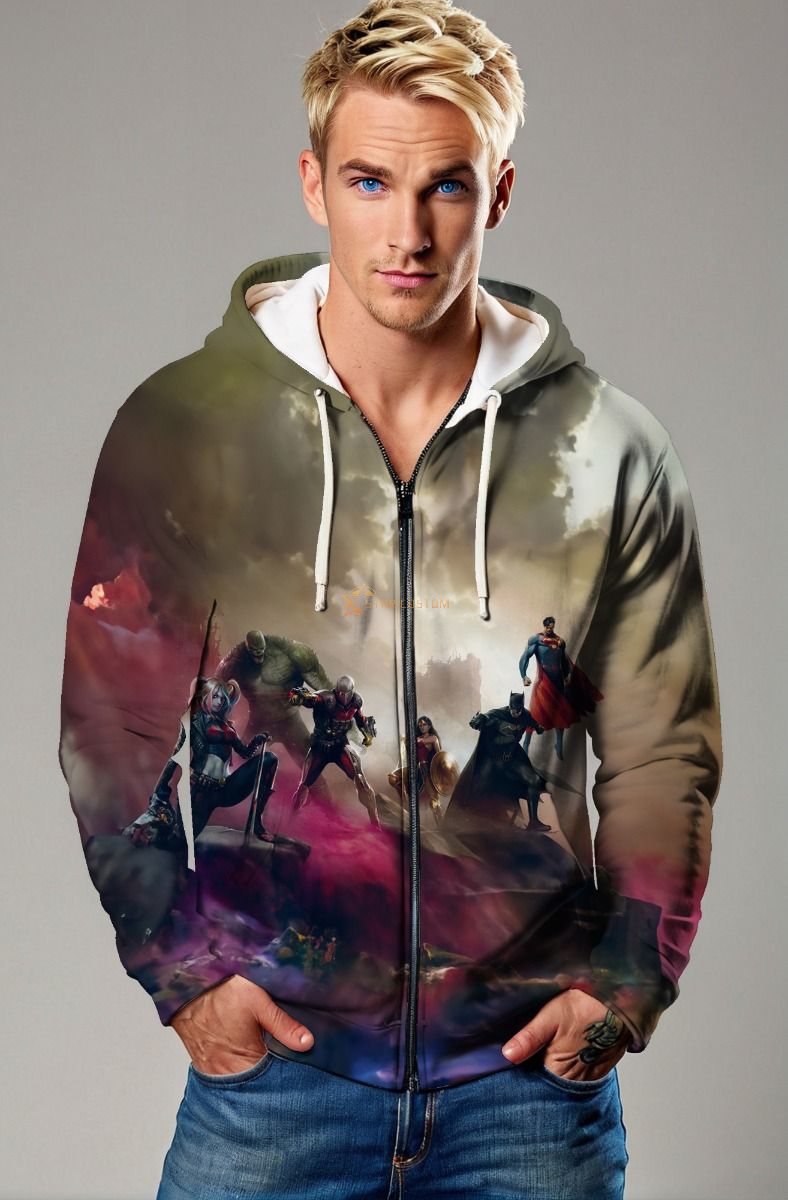 Justice League Battlefield Zip-Up Hoodie