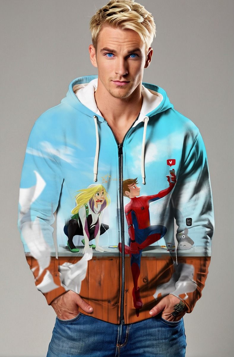 Spider-Man & Spider-Gwen Rooftop Selfie Full-Zip Hoodie