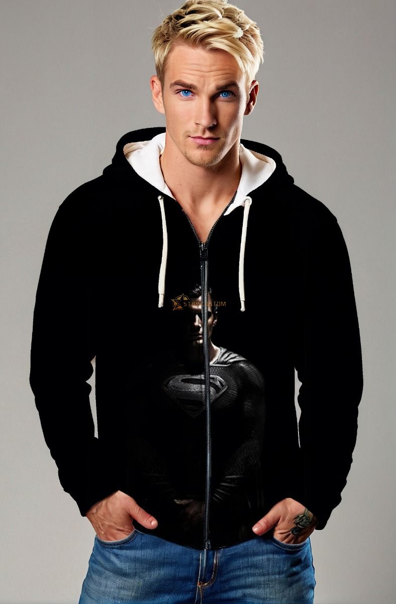 Black Suit Superman Cinematic Full-Zip Hoodie