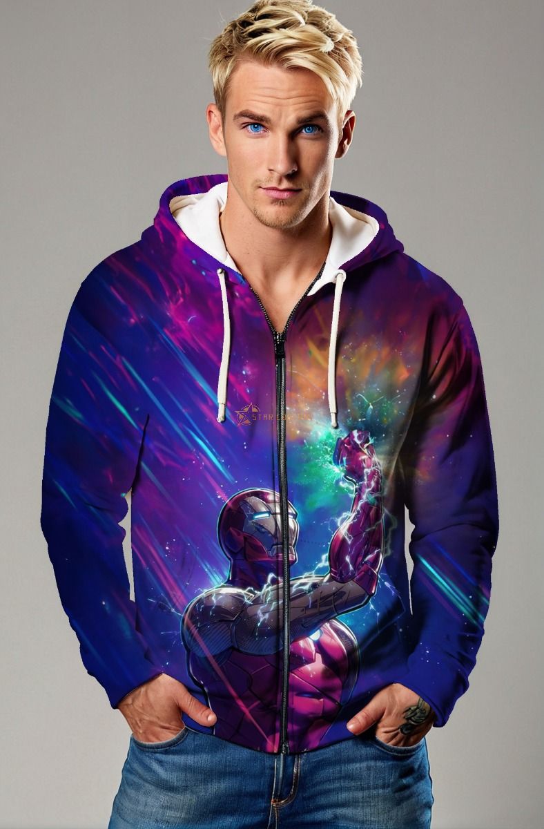 Infinity Surge Zip-Up Hoodie – Cosmic Purple & Electric Glow