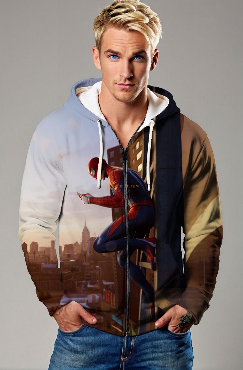 Spider-Man Dusk Patrol Zip Hoodie – Skyline Glow City Zip Jacket