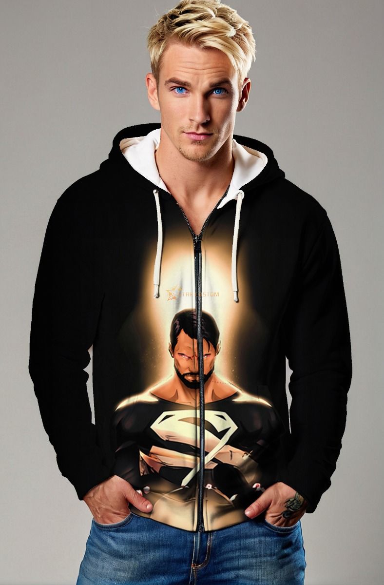 Superman Reawakens Zip Hoodie – Black Glow Hero Rise Jacket