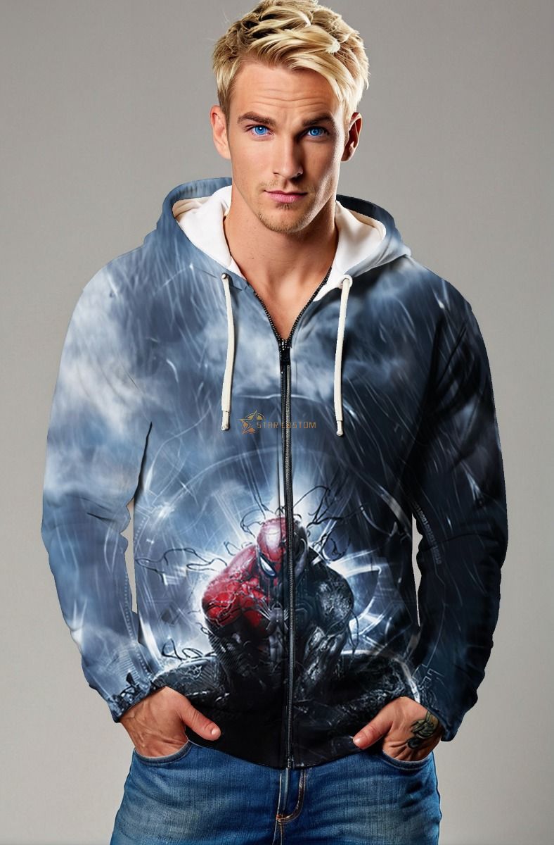 Stormbound Venom Zip Hoodie – Spider-Man Rain Clash Jacket