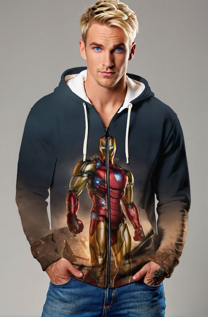 Invincible Zip-Up – Realistic Iron Man Mark Armor Hoodie