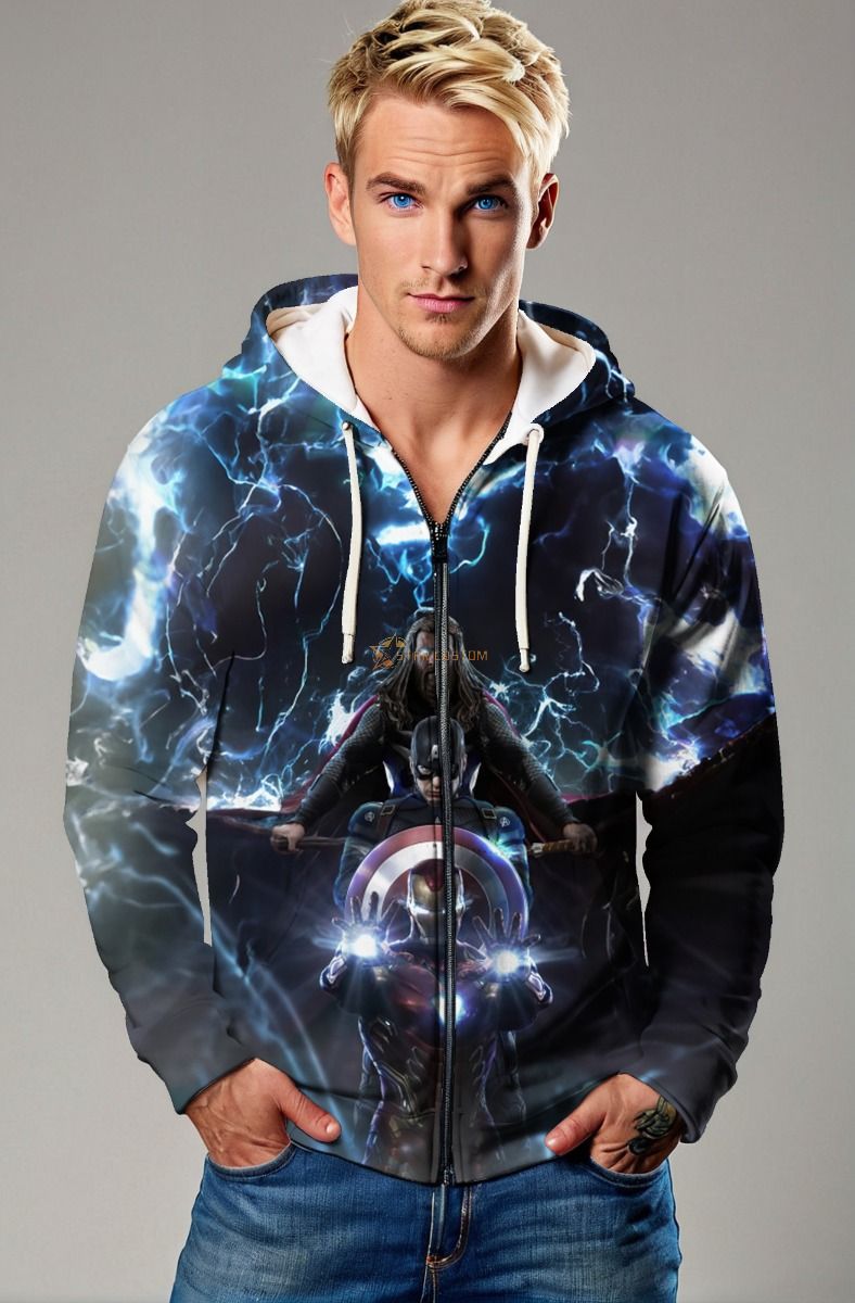 Avengers Unity Zip-Up – Hero Trio Electric Storm Hoodie