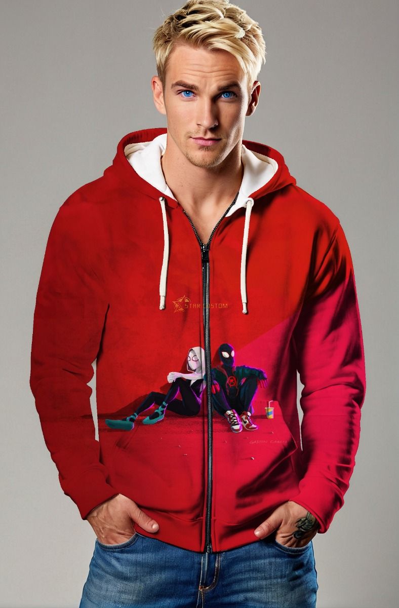 Spider-Verse Zip-Up – Red Miles & Gwen Wallside Hoodie