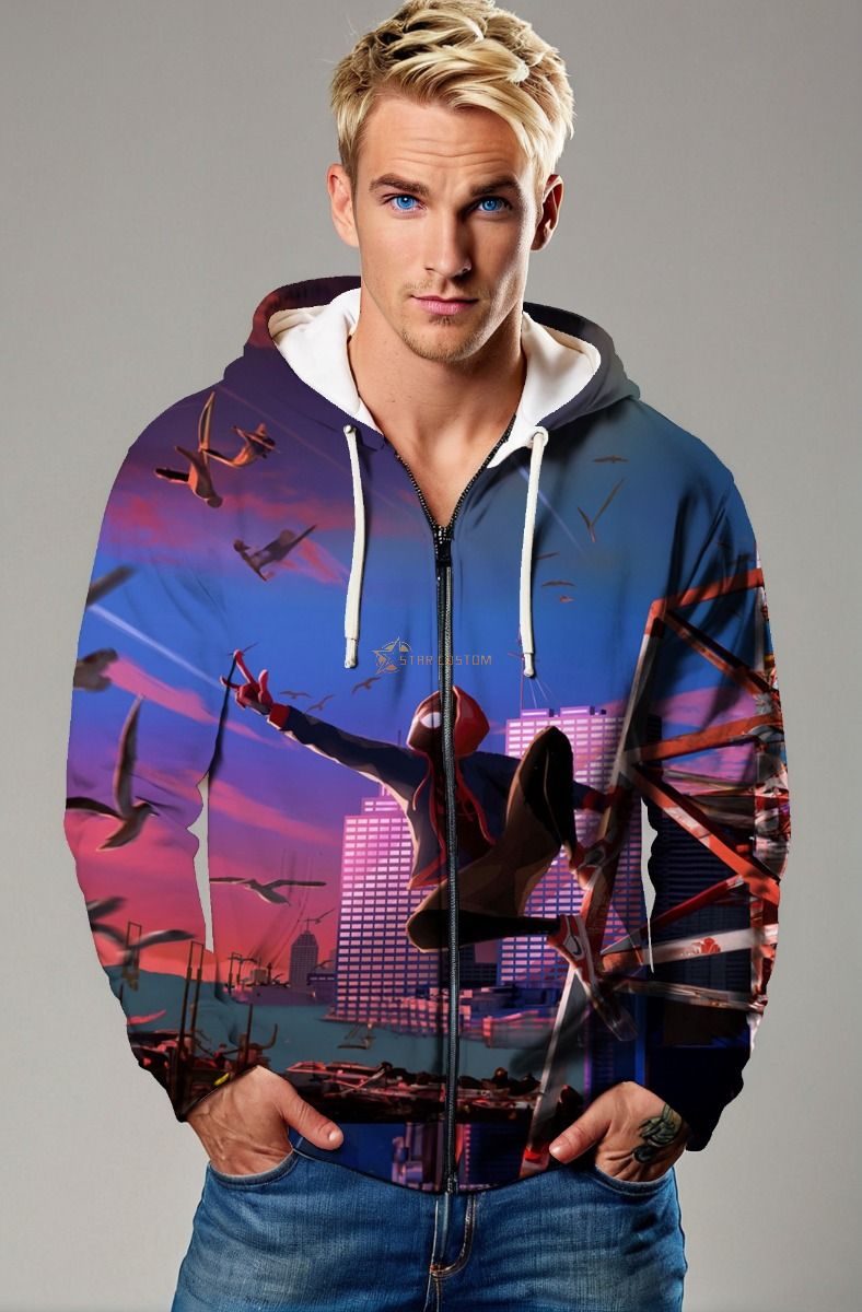 Thunder Trinity Zip-Up – Black Electric Lightning Design