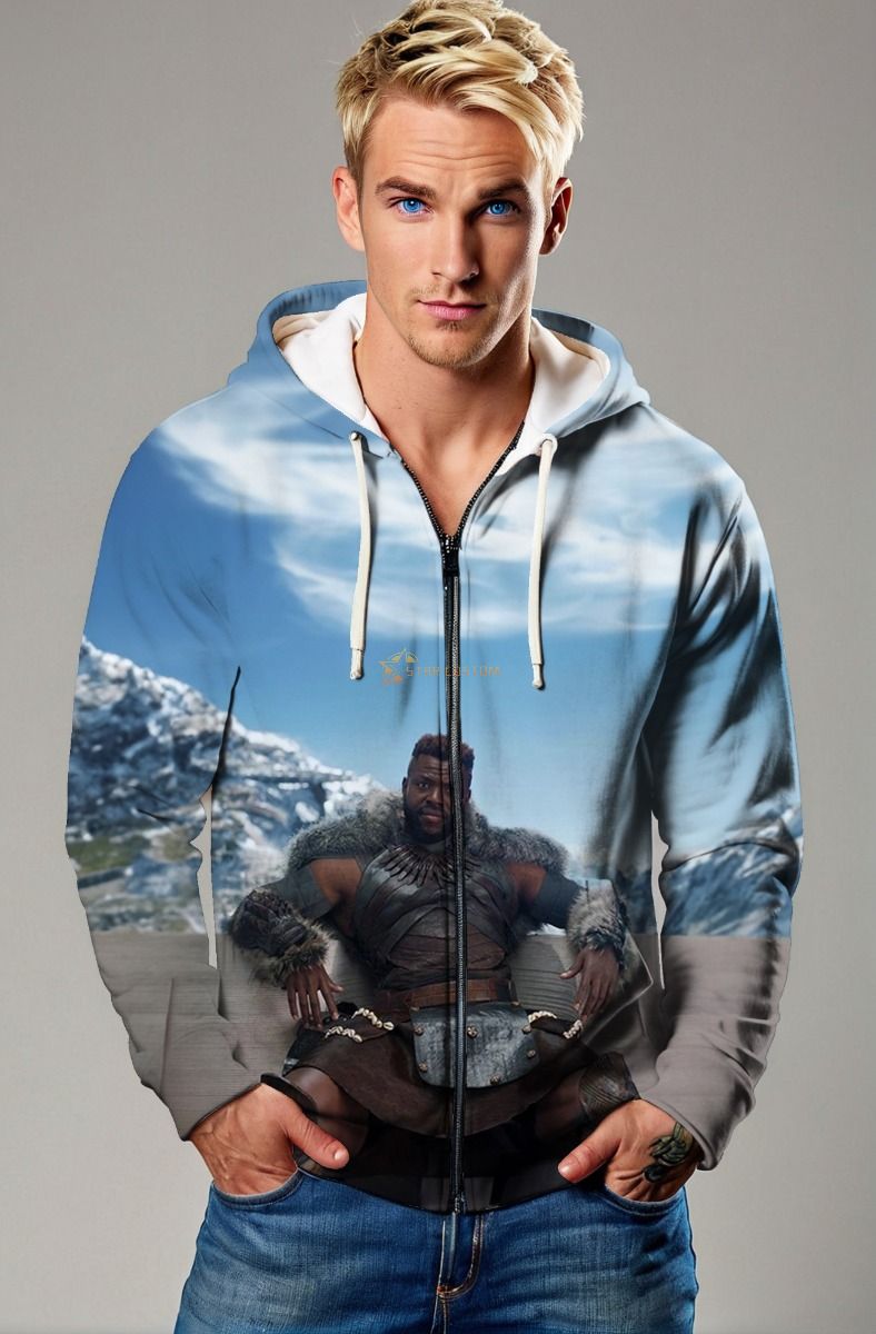 M'Baku Zip-Up Hoodie - Brown & Black Design for Heroes
