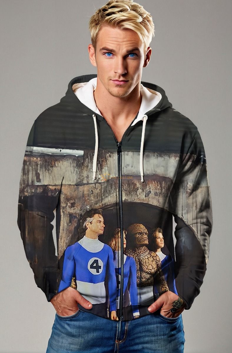 Navy Gradient Fantastic Four (Reboot 2005) Zip-Up Hoodie