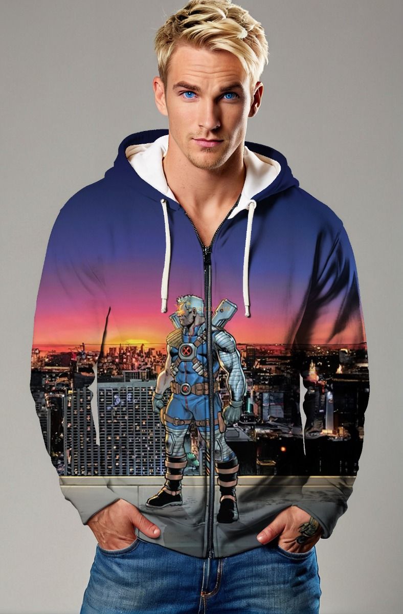 Blue Nathan Summers Zip-Up Hoodie – Marvel Cable Edition