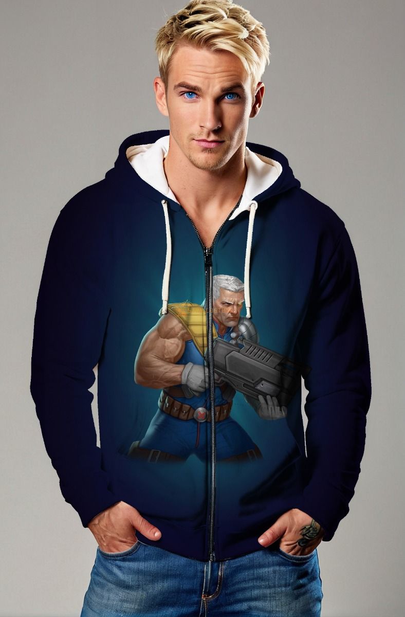 Dark Blue Nathan Summers Zip-Up Hoodie