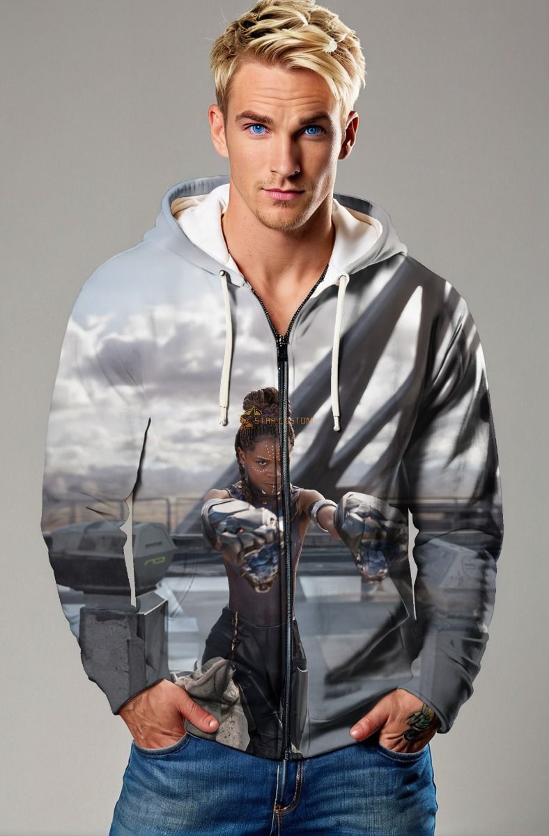 Black Panther Gray Zip-Up Hoodie