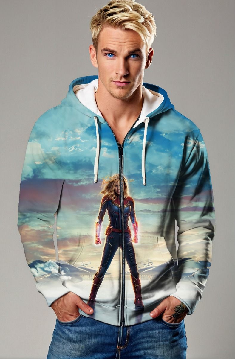 Captain Marvel Red Zip-Up Hoodie