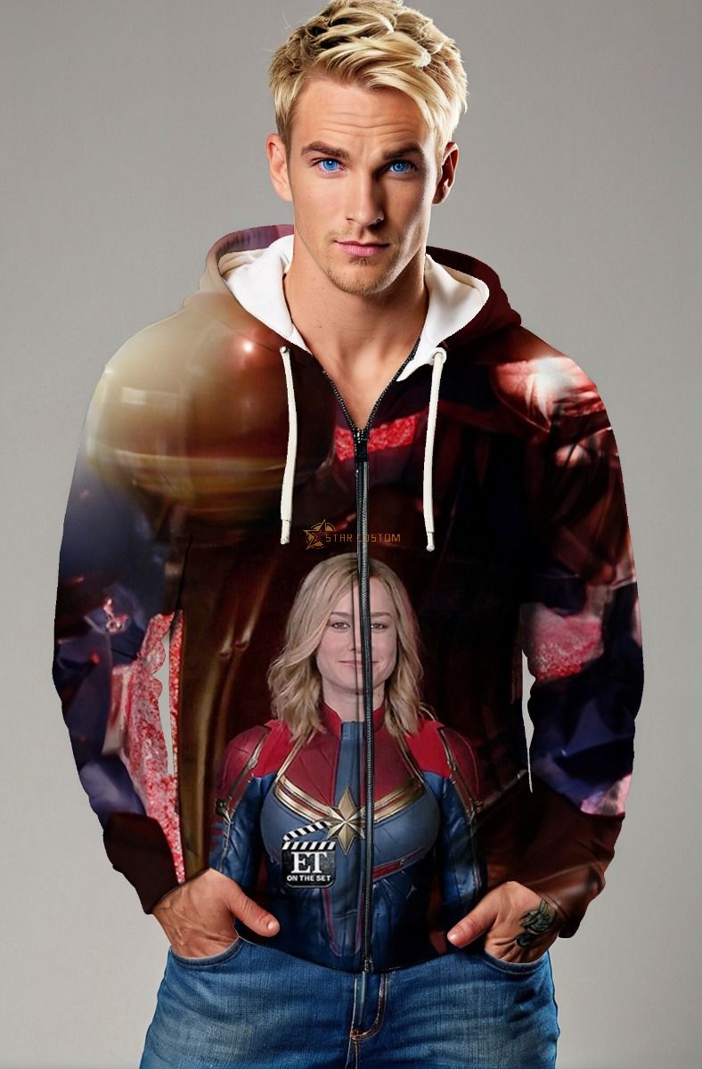 Captain Marvel Blue & Red Zip-Up Hoodie