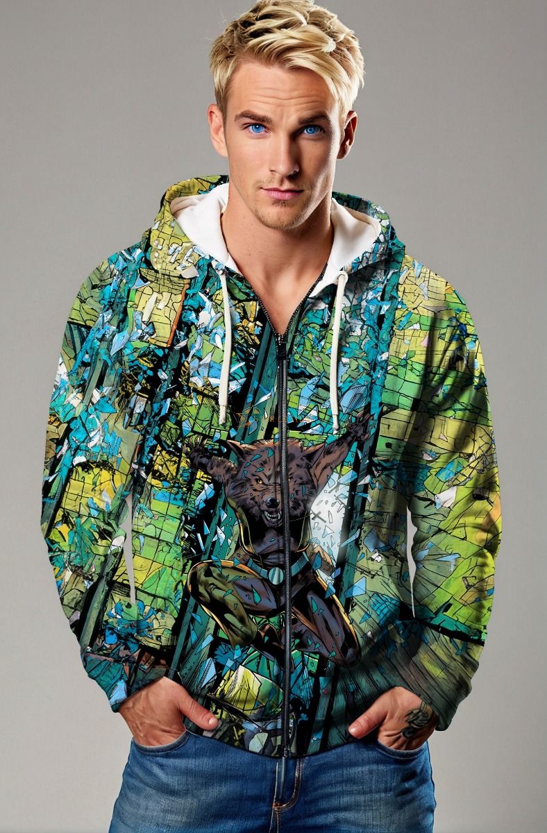 Shattered Green Wolfsbane X-Men Zip-Up Hoodie