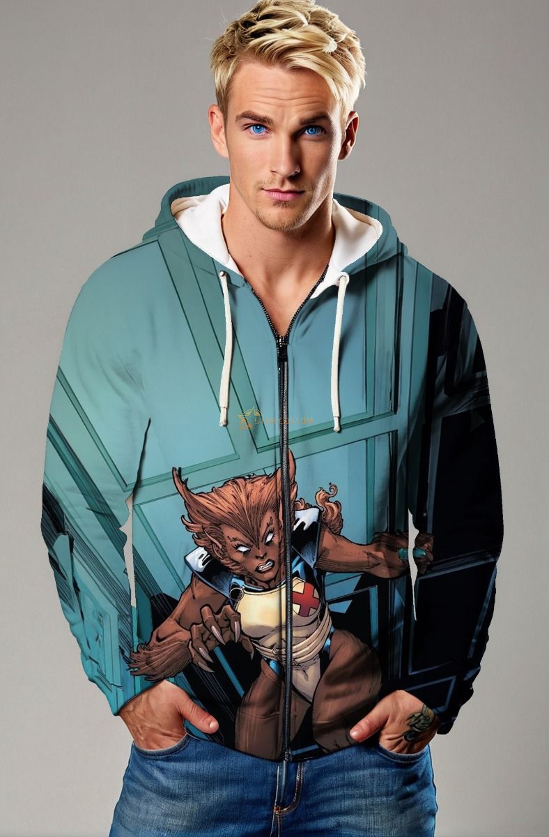 Shattered Teal Wolfsbane X-Men Zip-Up Hoodie
