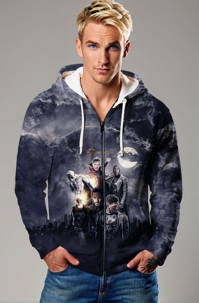 Midnight Sons by Agt Design Black Zip-up Hoodie