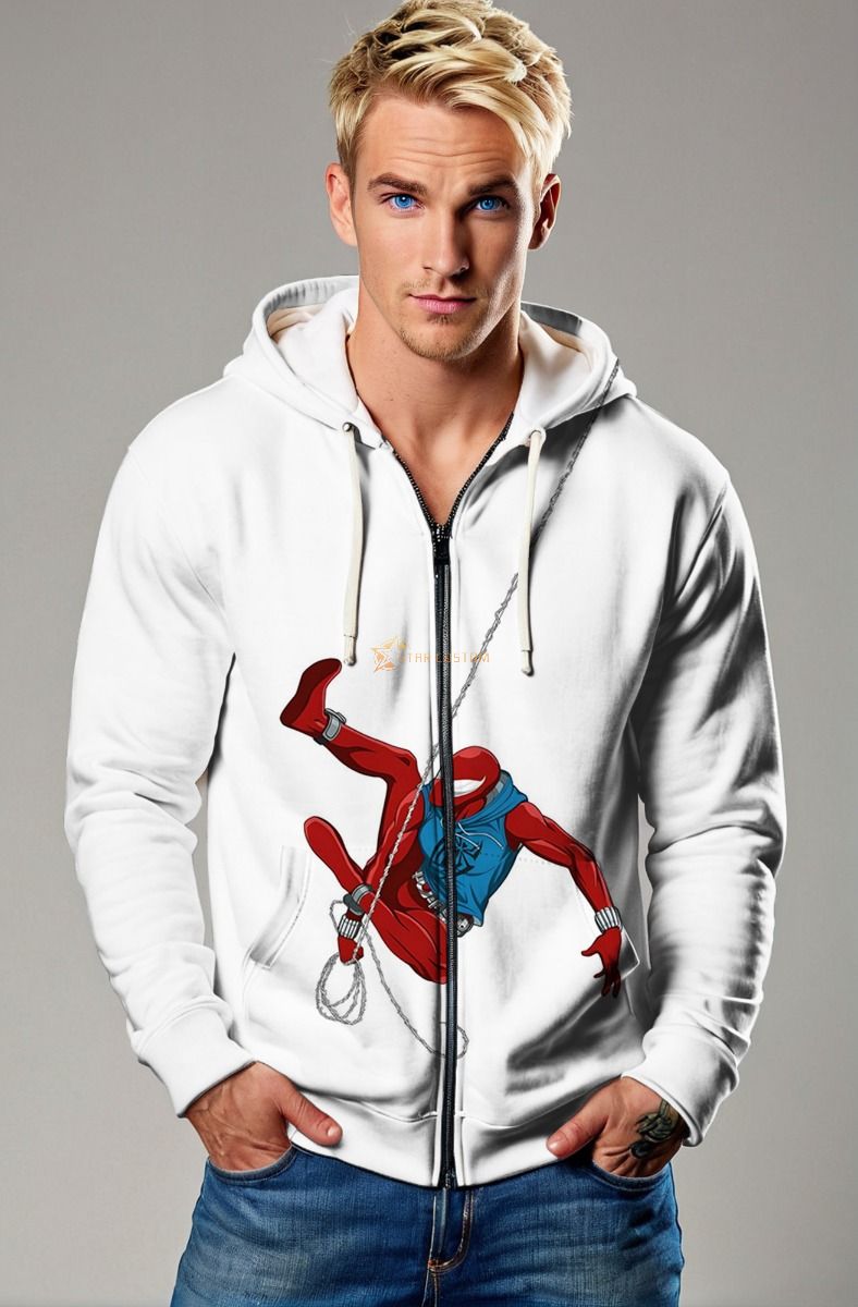 Stay warm and stylish in the Scarlet Spider Zip-Up Hoodie