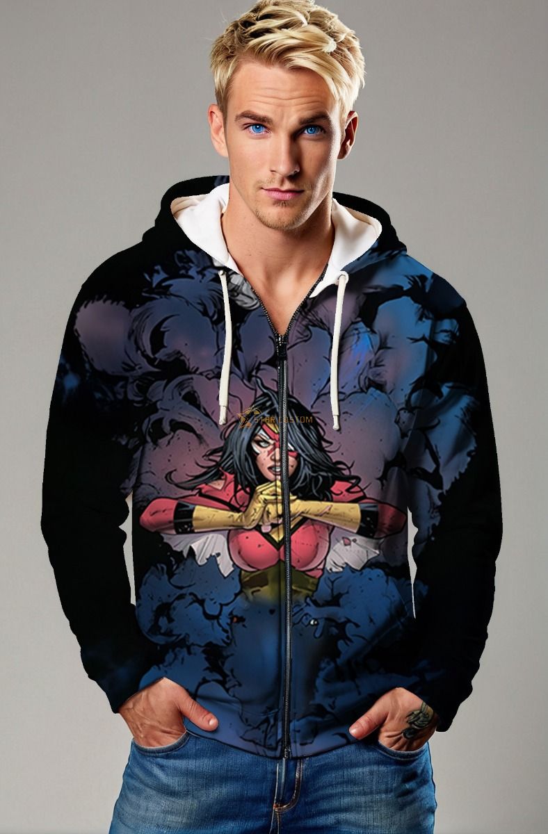 Jessica Drew / Spider-Woman Zip-Up Hoodie offers the perfect combination of comfort and superhero style