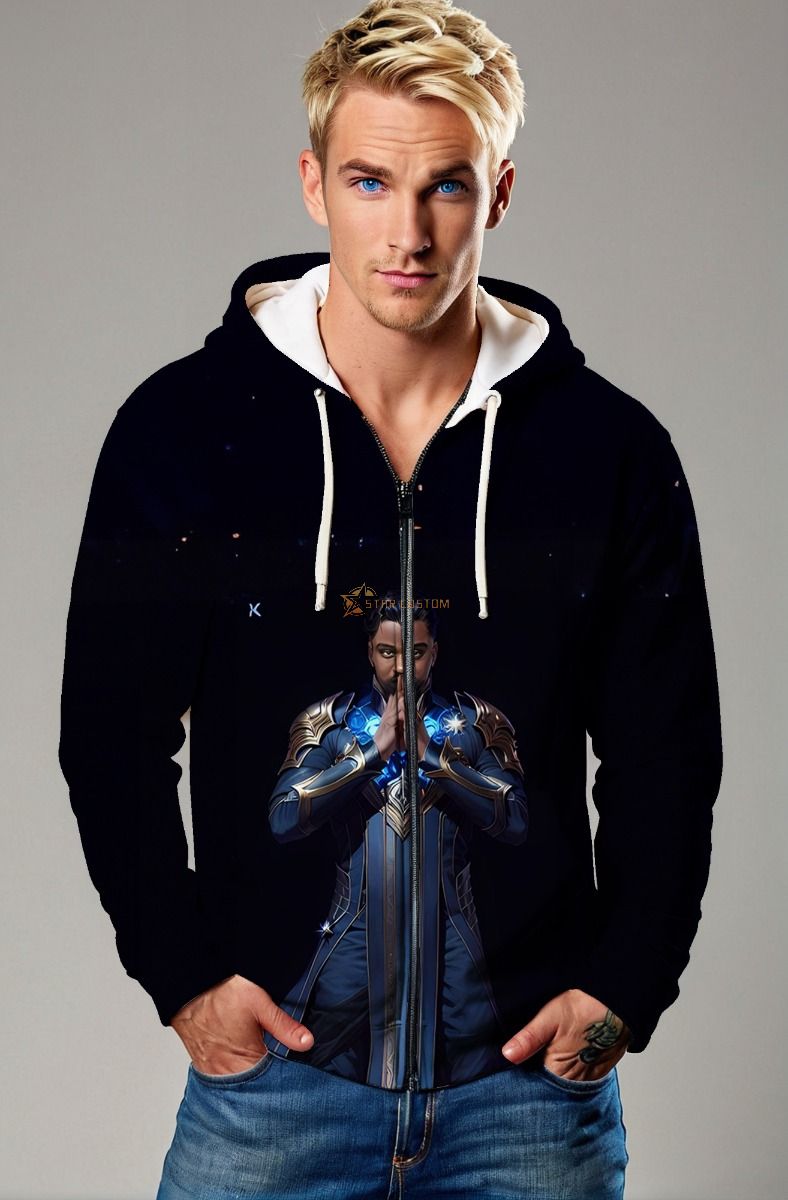 The Phastos Zip-Up Hoodie combines the superhero’s iconic design with comfort