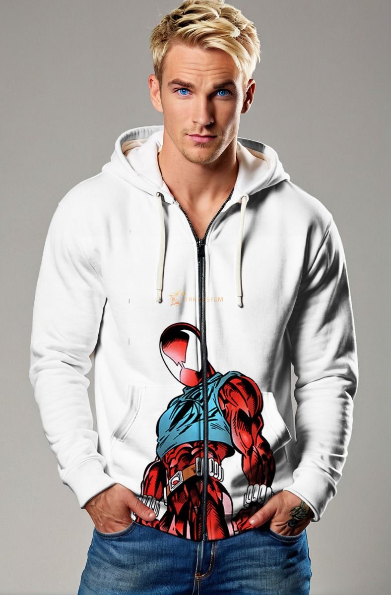 Get the best of both worlds with the Scarlet Spider Zip-Up Hoodie