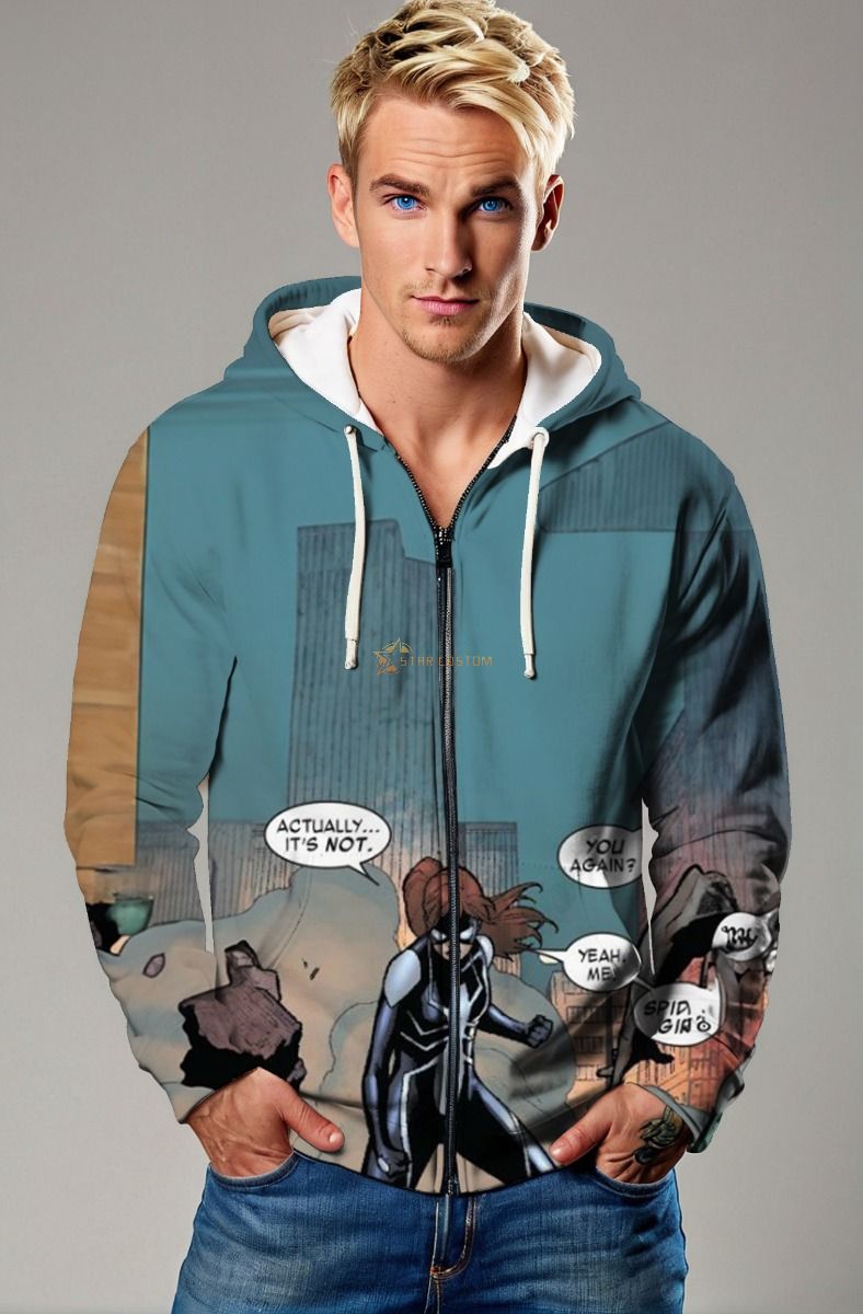 The Spider-Girl Zip-Up Hoodie is the ultimate combination of comfort