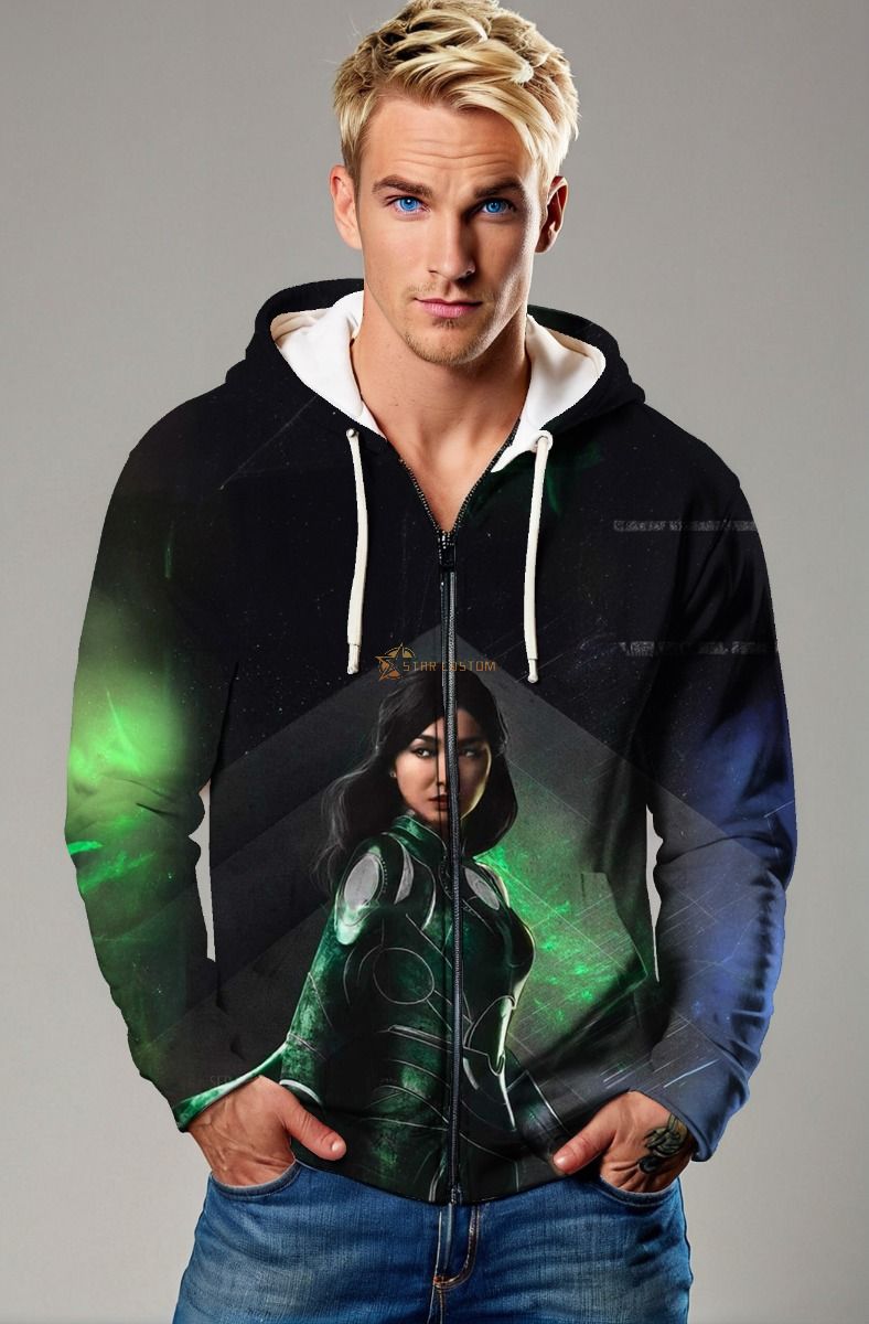 Embrace your cosmic power with the Sersi Zip-Up Hoodie