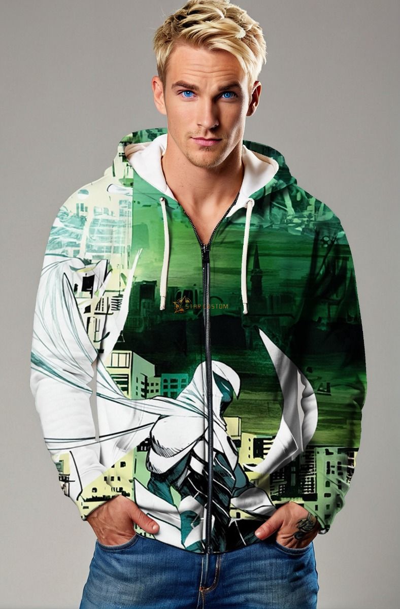 Marc Spector / Moon Knight Zip-Up Hoodie – Dark Knight in White