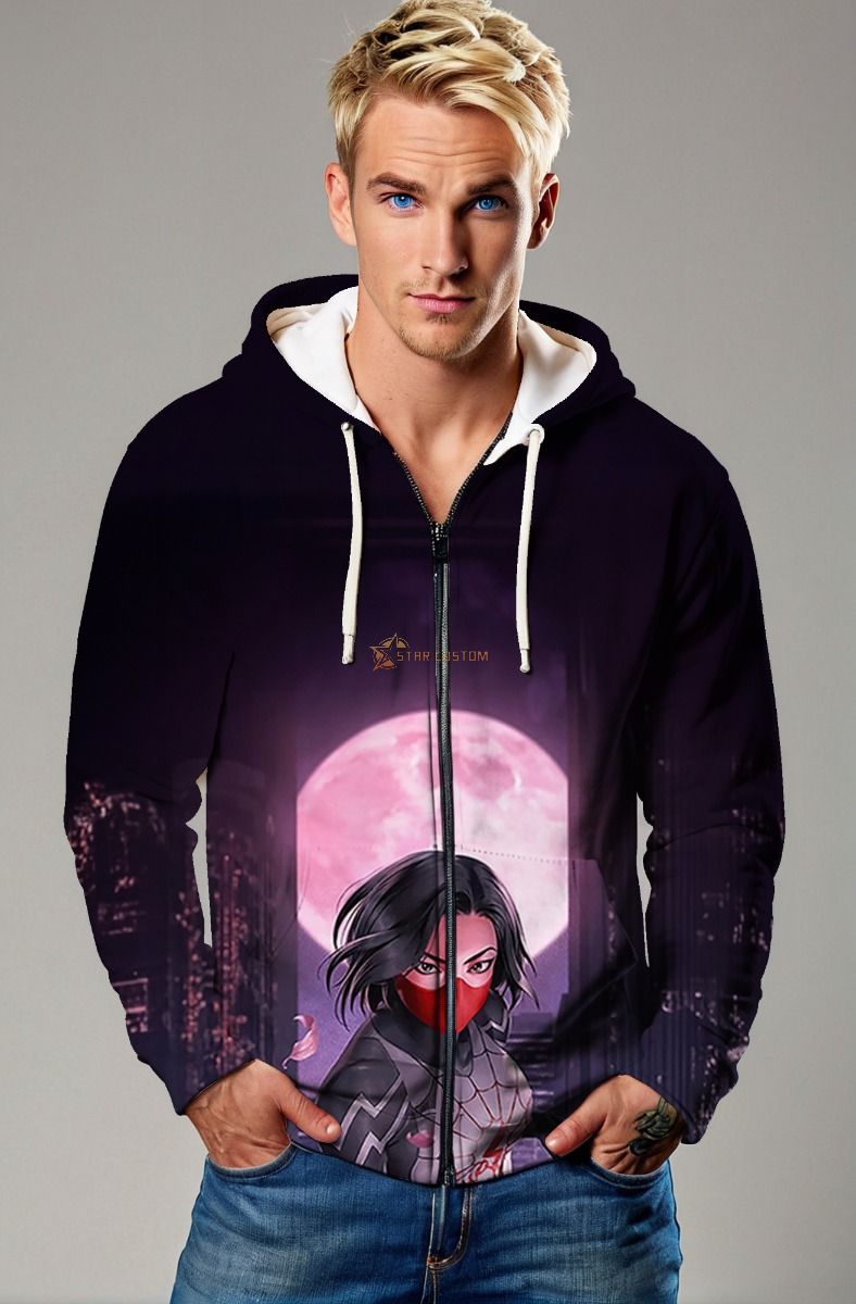Cindy Moon Zip-Up Hoodie – Silk Spider Vibes