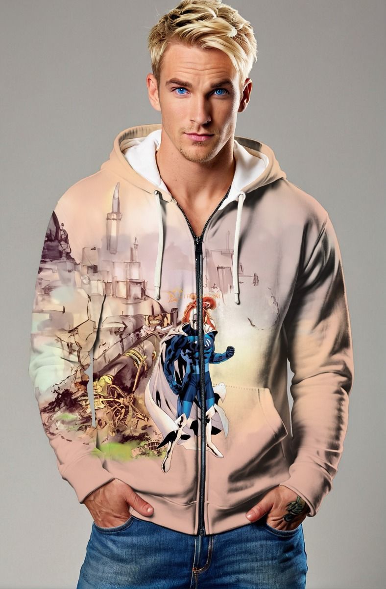 Adam Brashear / Blue Marvel Zip-Up Hoodie - Heroic Beige Edition