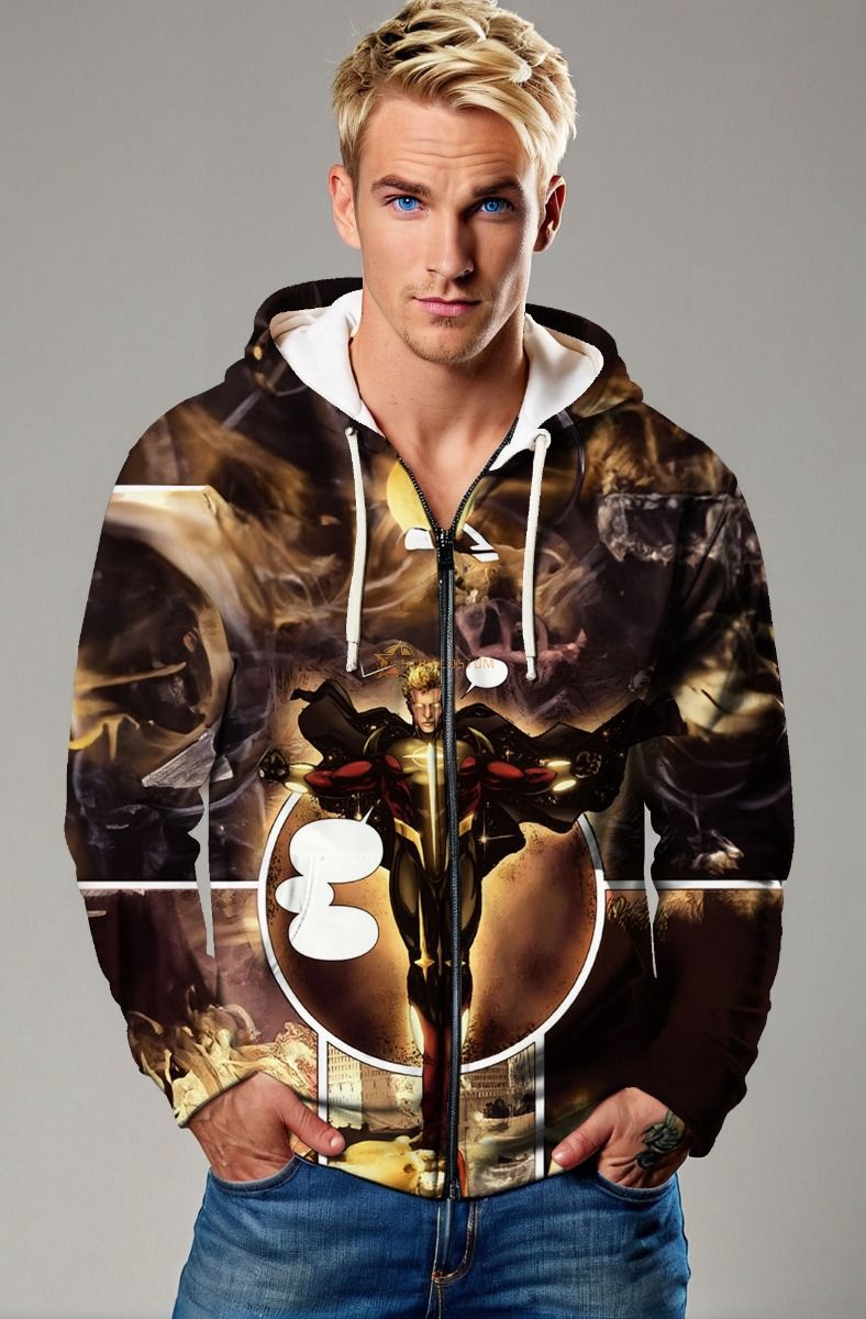 Quasar (Wendell Vaughn) Zip-Up Hoodie - Galactic Gold Edition