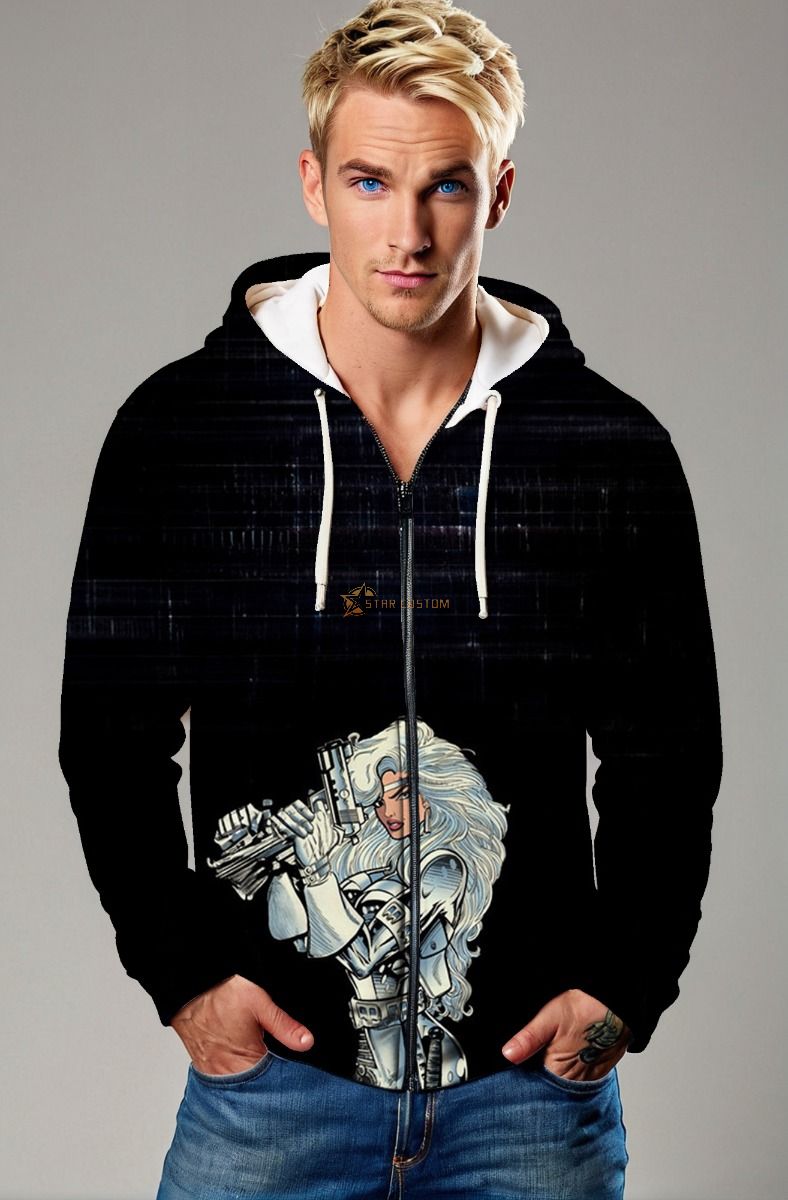 Silver Sable Zip-Up Hoodie - Sleek Silver Edition