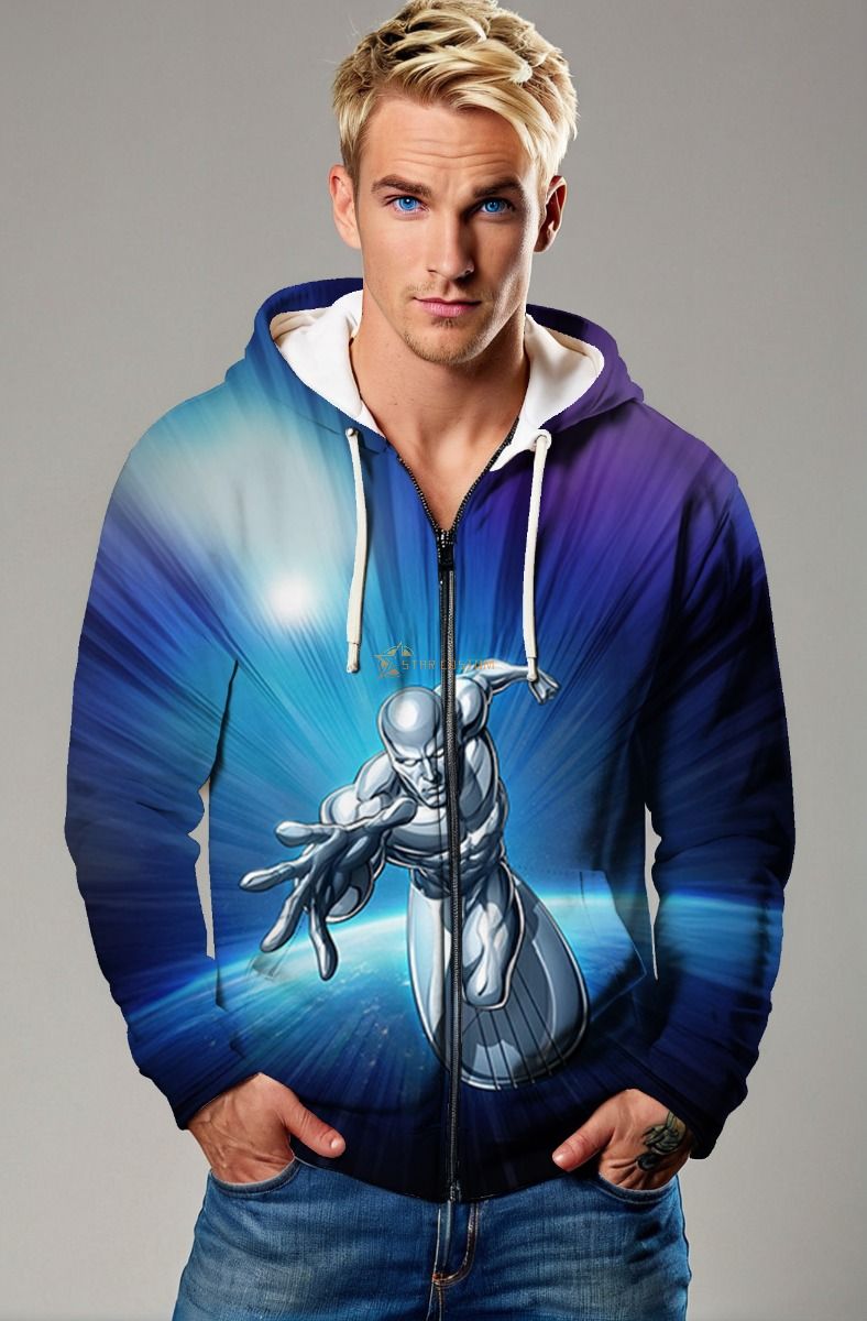 Silver Surfer (Norrin Radd) Zip-Up Hoodie - Cosmic Adventure Awaits