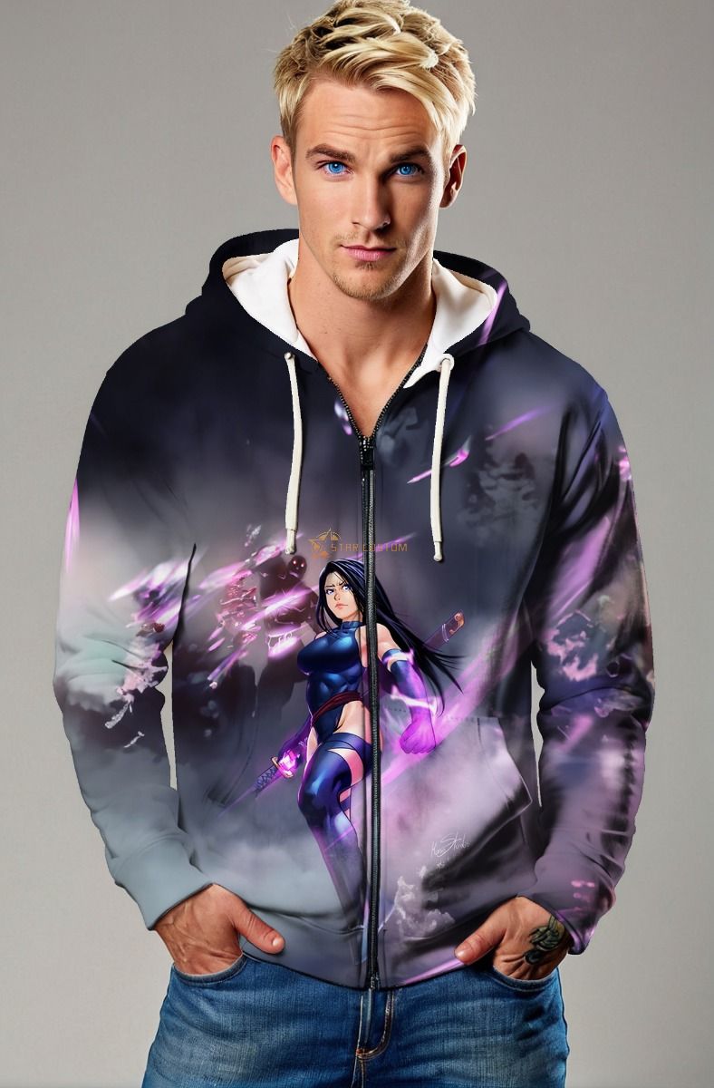 Psylocke (Betsy Braddock) Zip-Up Hoodie - Embrace the Psychic Warrior