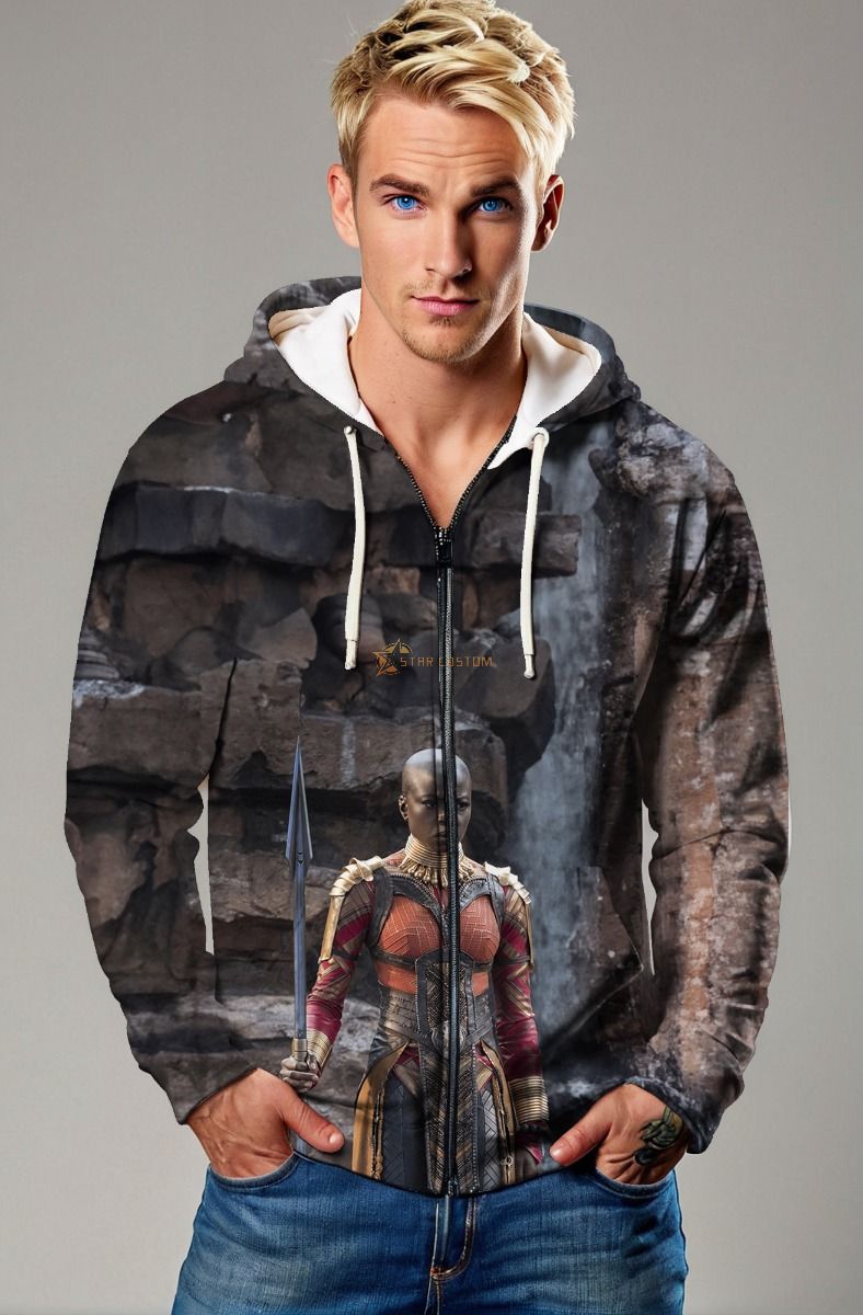 Okoye Zip-Up Hoodie - Stand Strong with the Dora Milaje